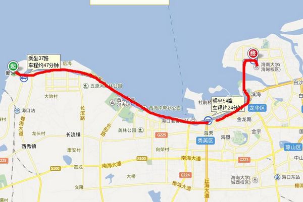 海口有轨电车1号线线路图