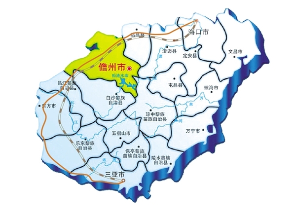 白马井港 洋浦港 儋州机场 西环高铁 西环高速 制图/孙发强