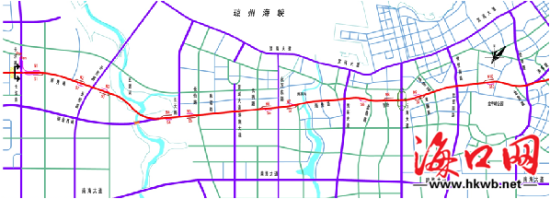 海秀快速路地面道路区段图