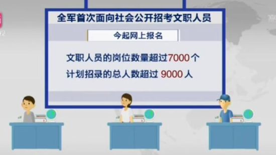 全军首次面向社会公开招考文职人员 今起网上报名