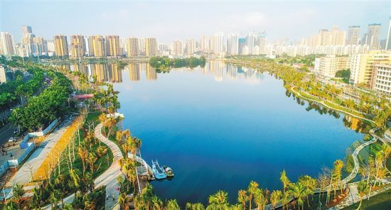 海口红城湖从海宅塘到城市公园沧海桑田城中湖