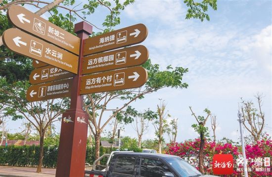 　三亚博后村的中英双语标识牌。 海南日报记者 武威 摄