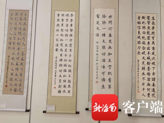 “海南历代古诗词书法展”在海南省图书馆一楼展厅展出。海南省图书馆供图