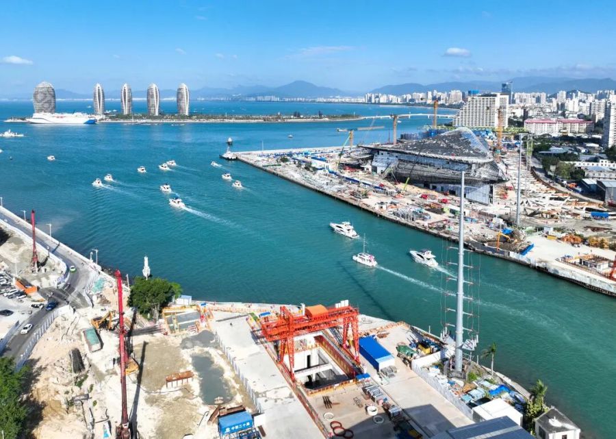 图为航拍三亚河口通道工程项目。王程龙 摄