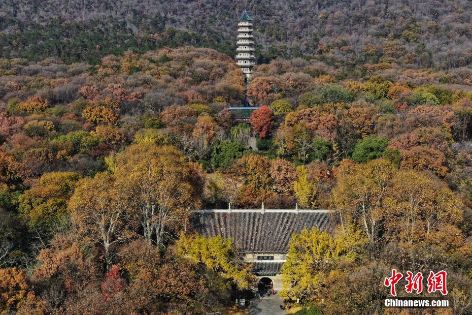 航拍南京紫金山冬日"美色"